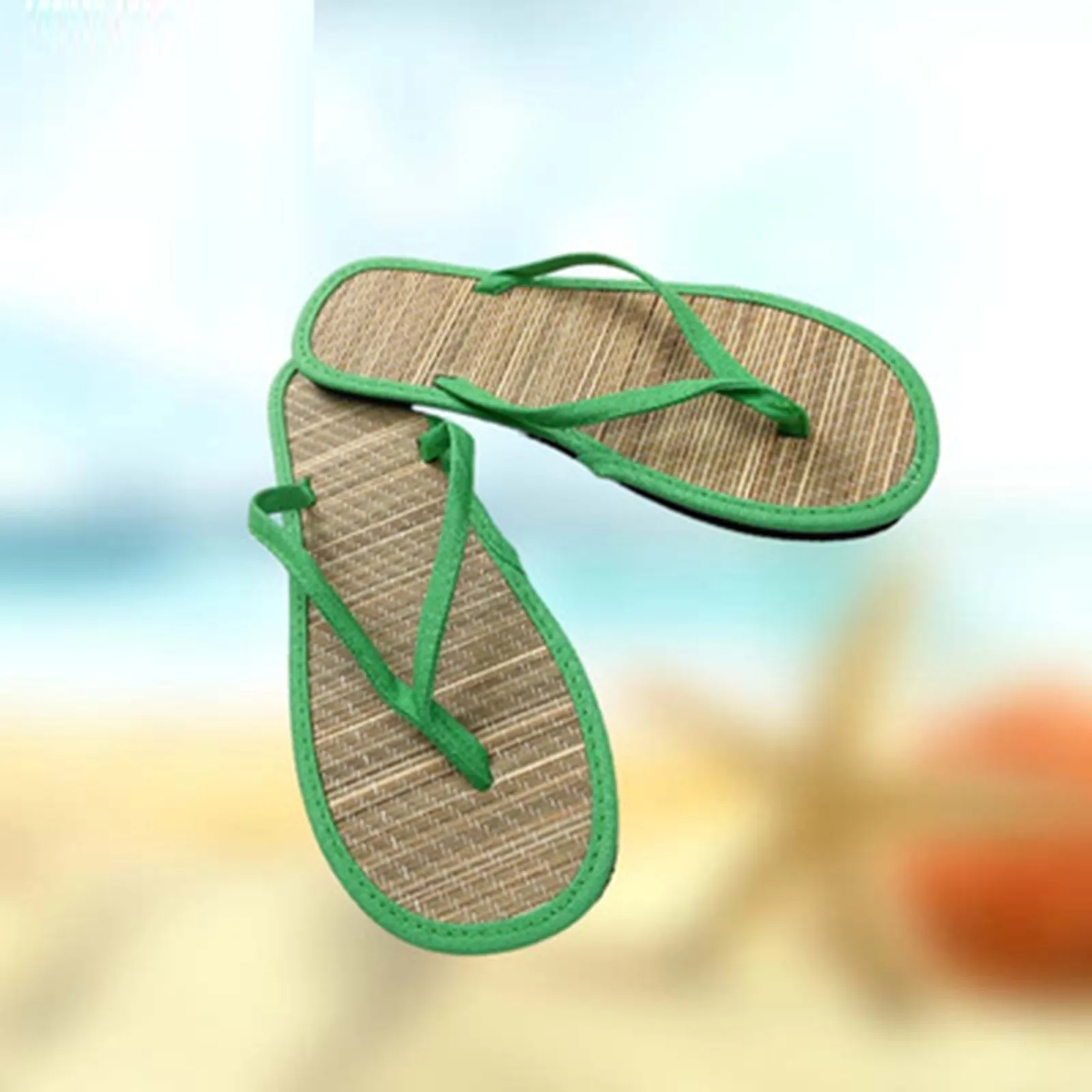 Ladies Straw Mat Slippers Fashion Floral Strap Flat Flip Flops Summer New Leisure Rattan Grass Weave Comfortable Home Slippers