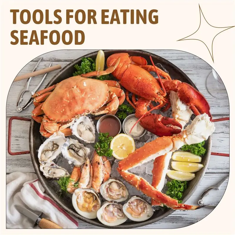 8 Piece Seafood Tool Kit, Stainless Steel Crab Leg Cracker And Forks Nut Cracker Set Shellfish Sheller Limited Time Offer
