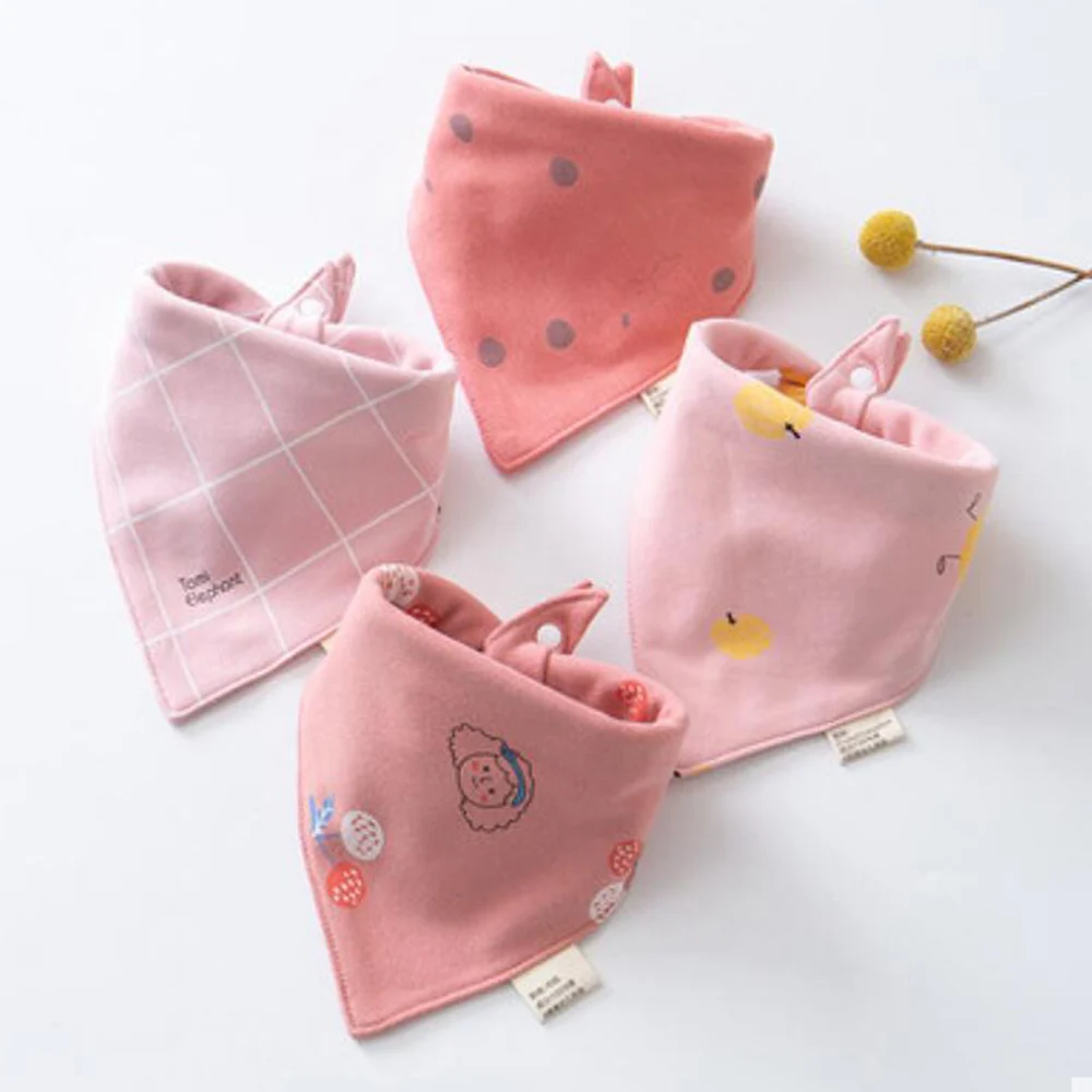 

4 Pieces Baby Feeding Bibs Triangle Cotton Cartoon Newborn Baby Bandana Bib Saliva Towel Burp Cloth Infant Boy Girl Slabber