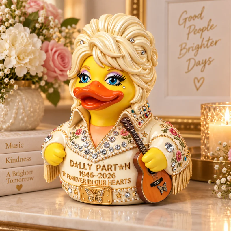 Dolly Parton Inspired Resin Duck Figurine Country Music Singer Guitar Statue Rhinestone Home Decor Collectible Gift