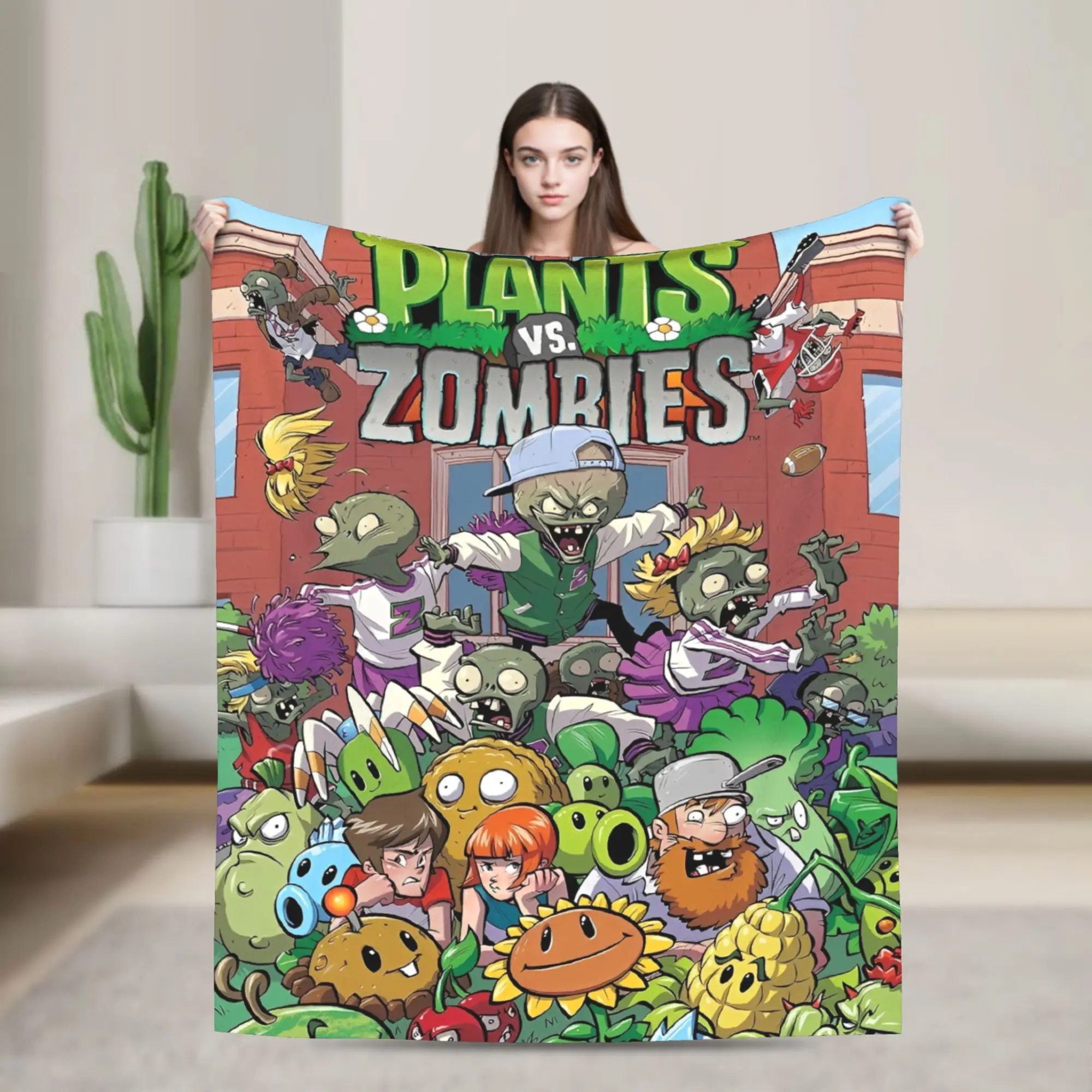 

Game P-Plants-vs-Zombie Flannel Blanket Warm Throw Blanket for Couch Chair Travel Office Fashion Bedspread Sofa Bed Cover