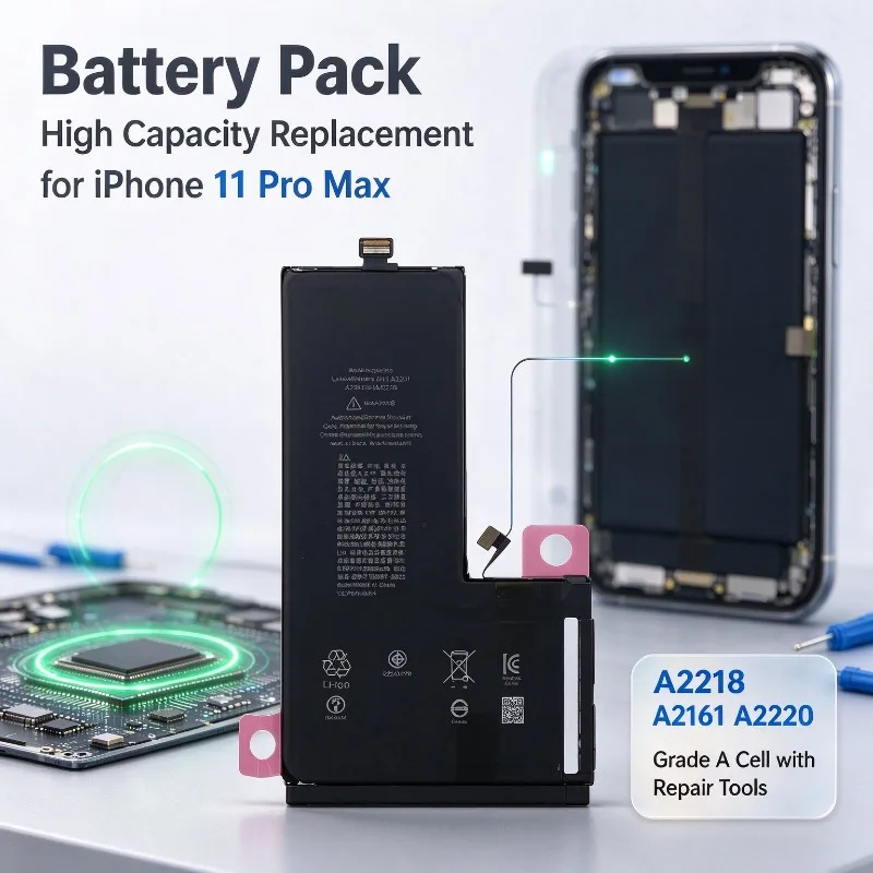 A2218 A2161 A2220 High Capacity Replacement Battery for iPhone 11 Pro Max Mobile Phone, Grade A Cell with Repair Tools