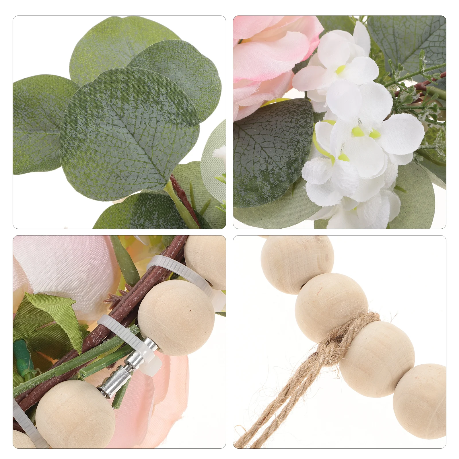 

Wood Bead Garland Fake Flower Rustic Valentine Wedding Home Decor Hanging Door Fireplace Decoration Wood Beads Garland