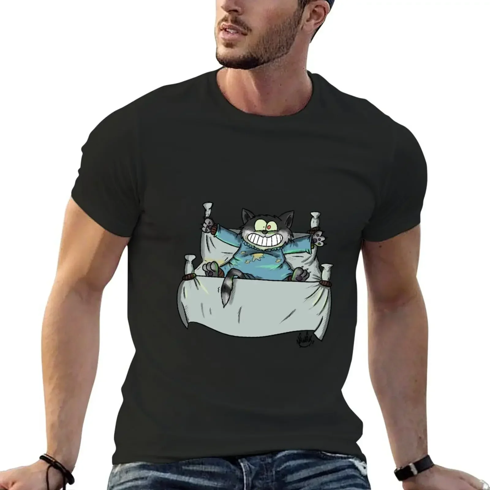 Exorcist cat T-Shirt cotton graphic tees Blouse t shirts men