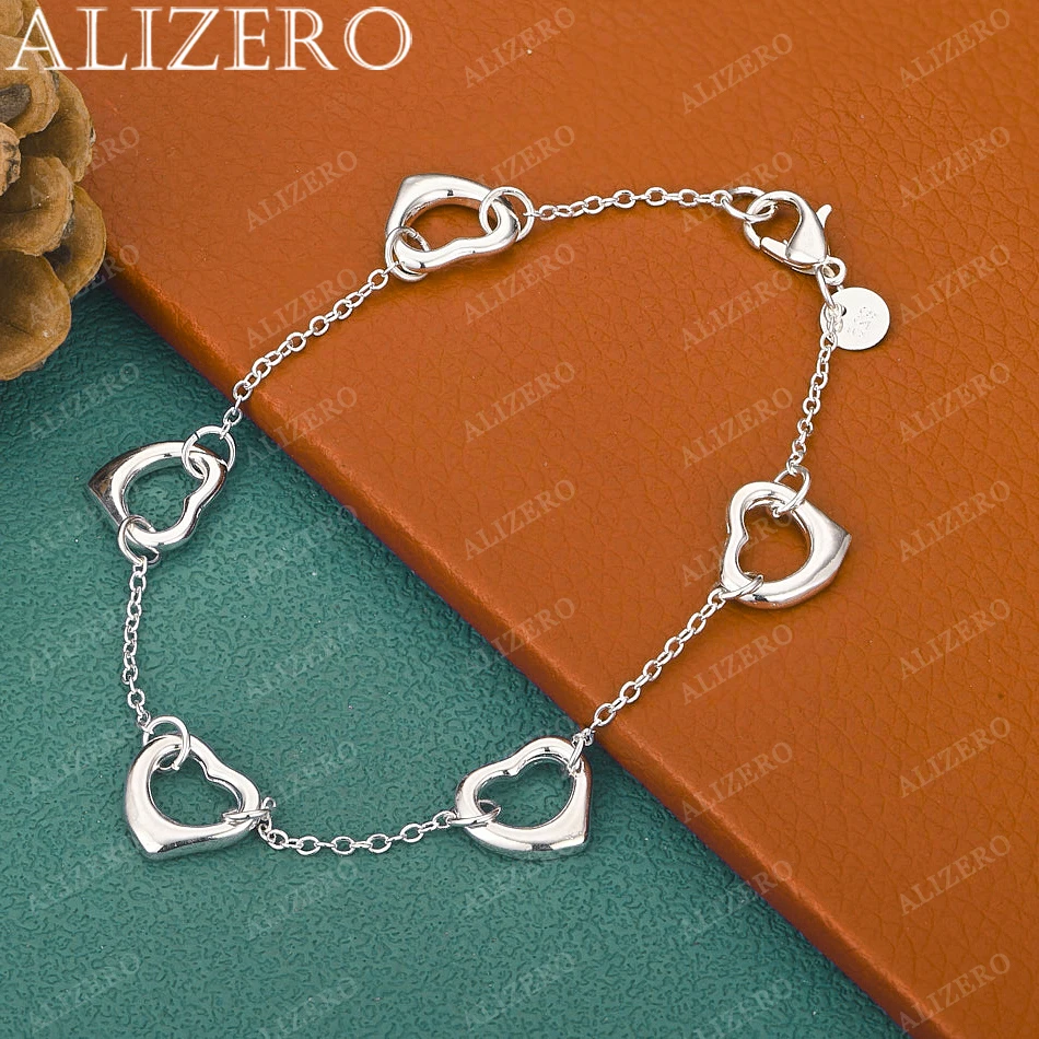 925 Sterling Silver Simplicity Hearts Bracelets For Women Trend Birthday Gifts Fashion Party Fine Jewelry