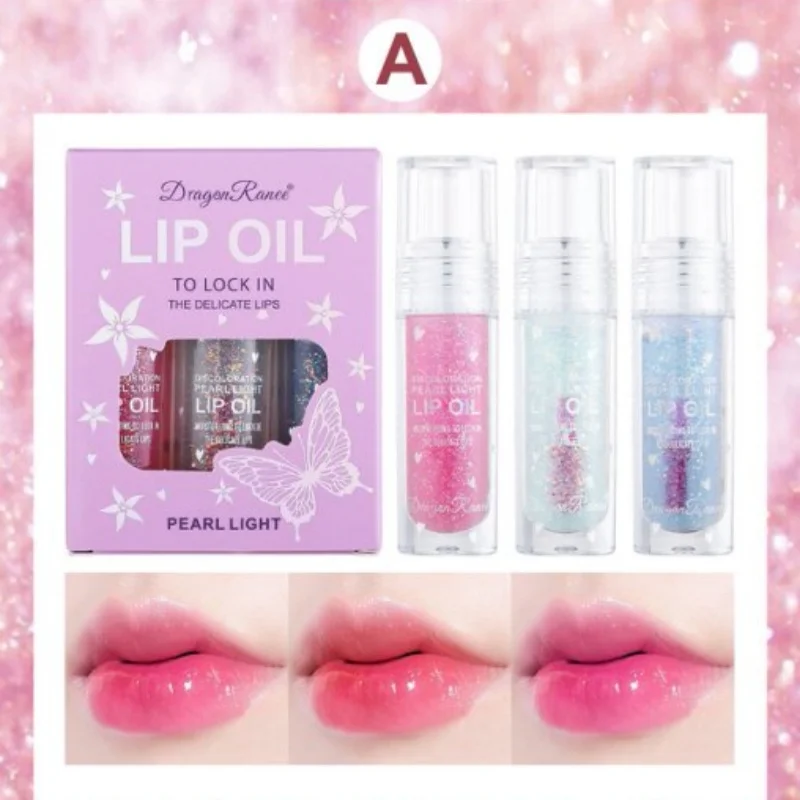 ملمع الشفاه 3 قطعة مجموعة غرامة لامع بيرليسسينت درجة الحرارة تغيير ترطيب الشفاه وصمة عار جليدية شفافة ملمع الشفاه زيت الشفاه للنساء #1