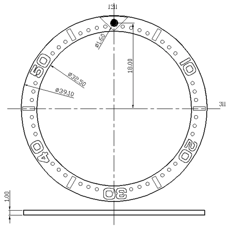 39.1mm Flat Aluminum watch Bezel Insert Rings Fit Seiko SKX007 SKX013 Japan SKX 45mm Turtle Cases Replace Accessories Parts