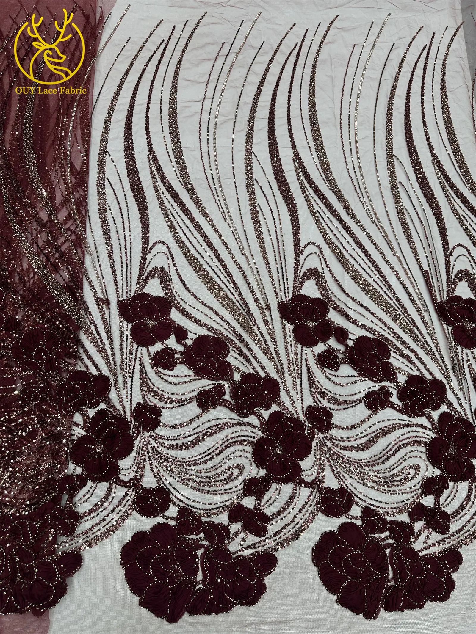 Modische französische 3D-Mesh-Stickerei-Spitze, afrikanischer Perlen-Spitzenstoff, himmelblauer nigerianischer Tüll-Spitzenstoff für Hochzeitskleider und Partykleider zum Nähen – Detail 19