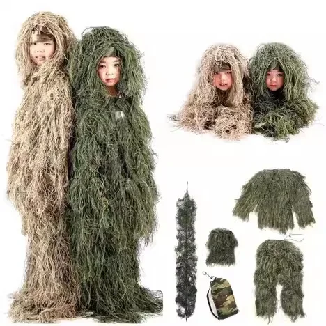 

5Pcs Adult Children's Ghillie Suit Hunter Camouflage Clothing Gillie Suit Hunting Suit Birding Clothes Danganronpa Cosplay