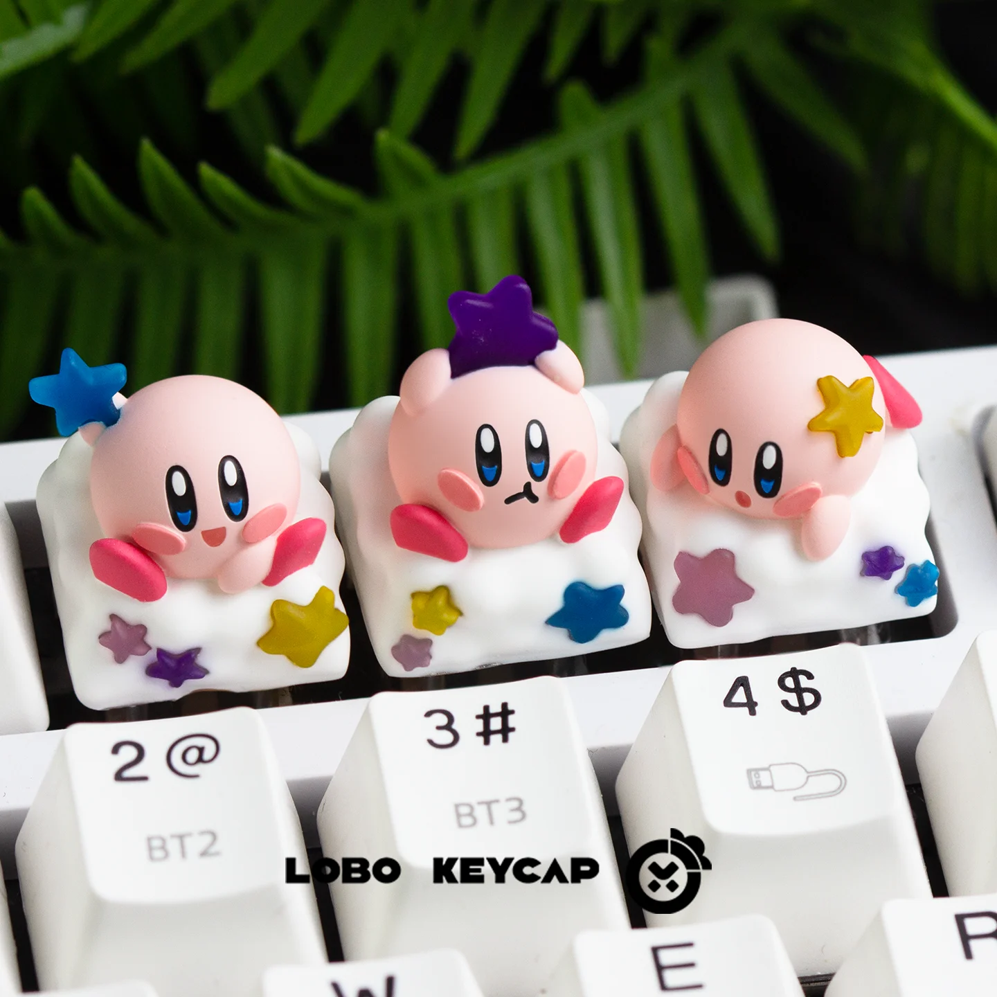 Cutekirby's dream land series personalizado transmissão de luz dos desenhos animados teclas mecânicas resina personalizado escape periferia presente divertido