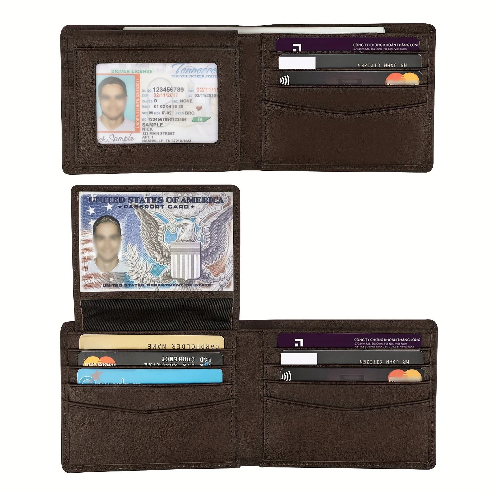 

Мужской короткий кошелек RFID с противоугонной щеткой, усовершенствованный тройной мужской кошелек из натуральной кожи с несколькими картами