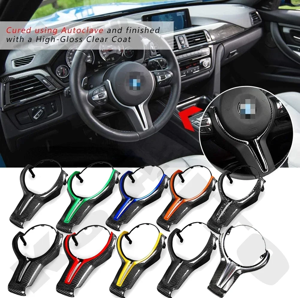 Carbon Fiber M Power Steering Wheel Trim Replacement M Sport Steering Wheel Covers for BMW M2 F87 M3 F80 M4 F82 M5 F10 M6 F06