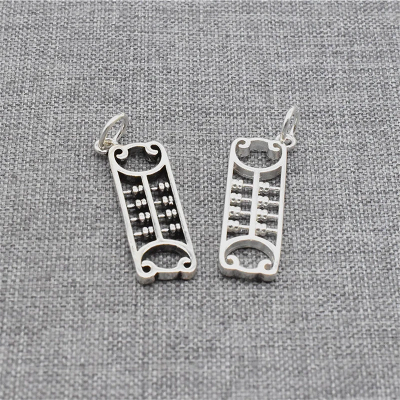 1 Piece Chinese Abacus Charm Double Sided in 925 Sterling Silver for Necklace and Bracelet Making