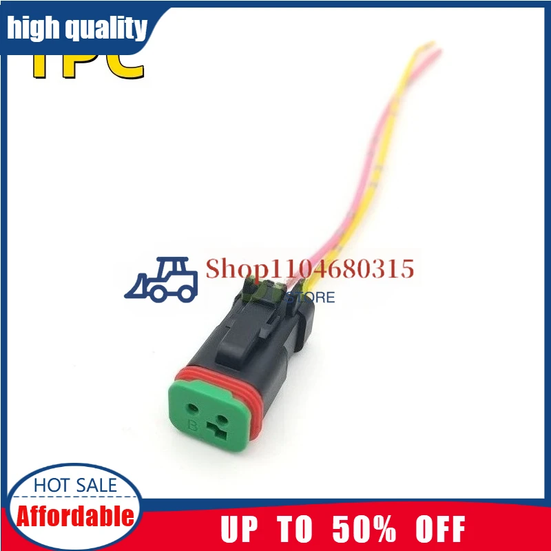 Plug with wire 1/5/10PCS 2-Pin Deutsch DT06-2S plug For excavator car headlight、sensors、solenoid valve Waterproof plug connector