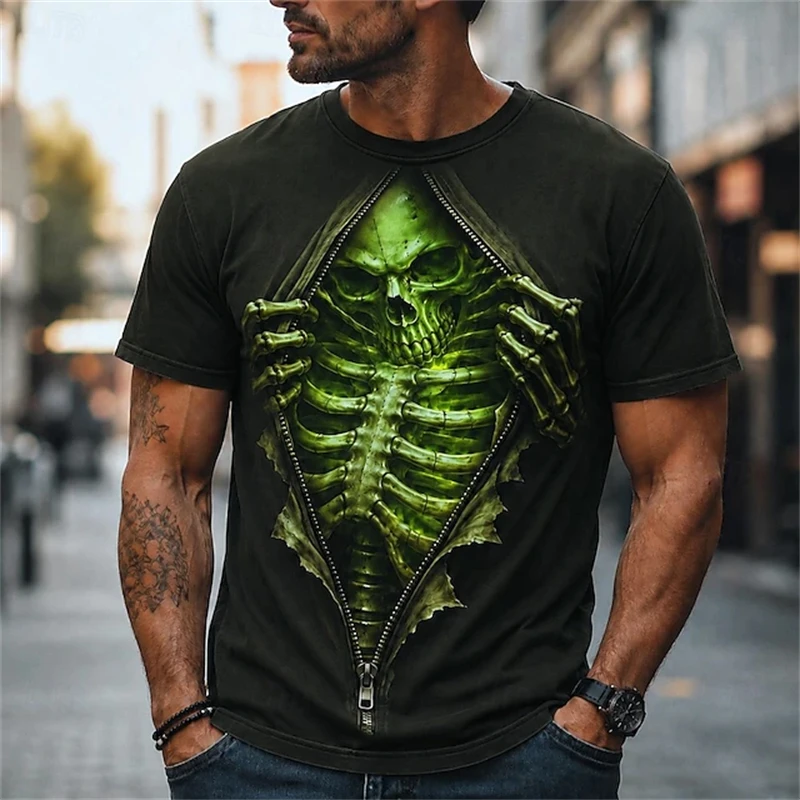 Men's Short-Sleeve T-Shirt with Horror-Themed 3D Print Full Moon Ravens Halloween Party T-shirt Halloween Horror Graphic T-shirt