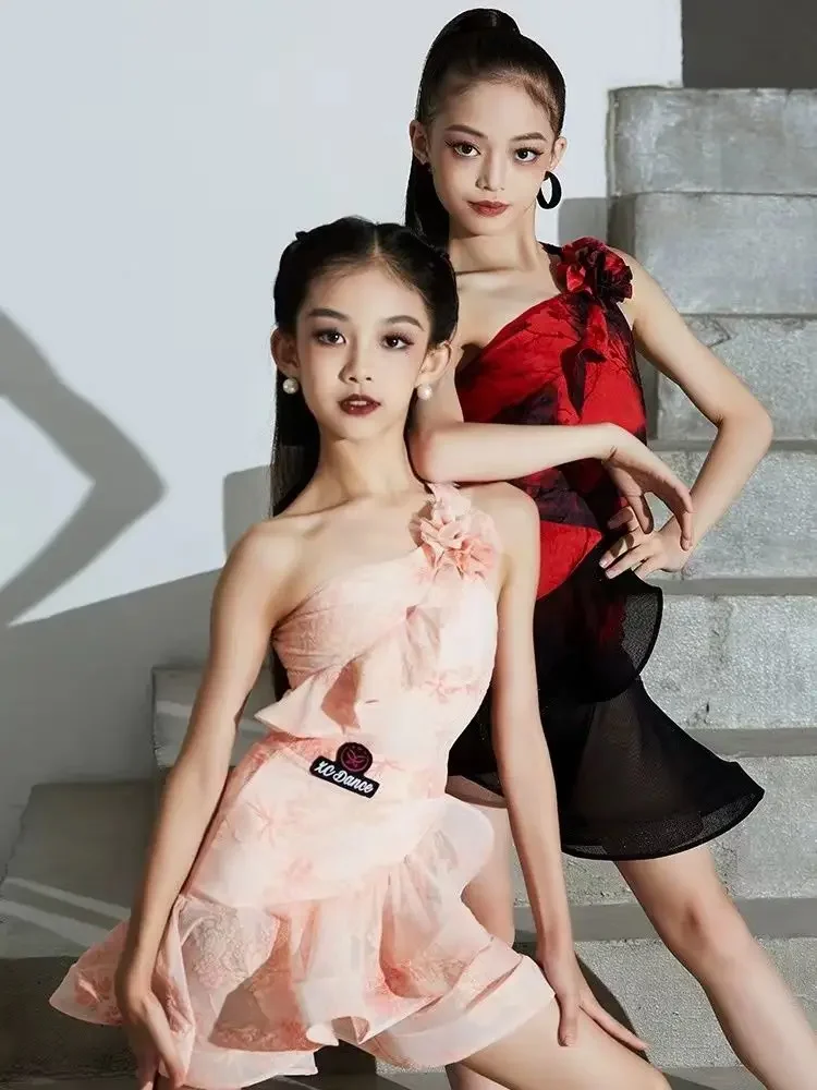 Robe de danse latine d'été pour filles, Costume de danse Rumba Samba Salsa pour enfants, robes de danse de salle de bal de compétition professionnelle, 2025