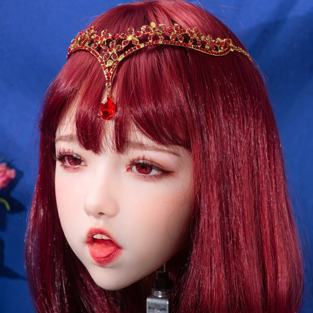 Makeup practice with a beautiful model's head,  mouthes can be opened  with a durable M16 stand - only for the headred wig