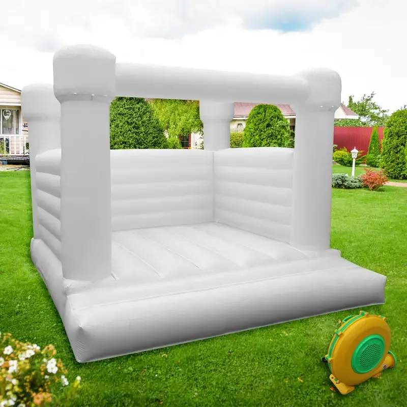 Bounce House  White Inflatable With Blower 100% PVC White Jumping Bouncy Castle Jumper For Birthday Party Backyard Kids Gifts