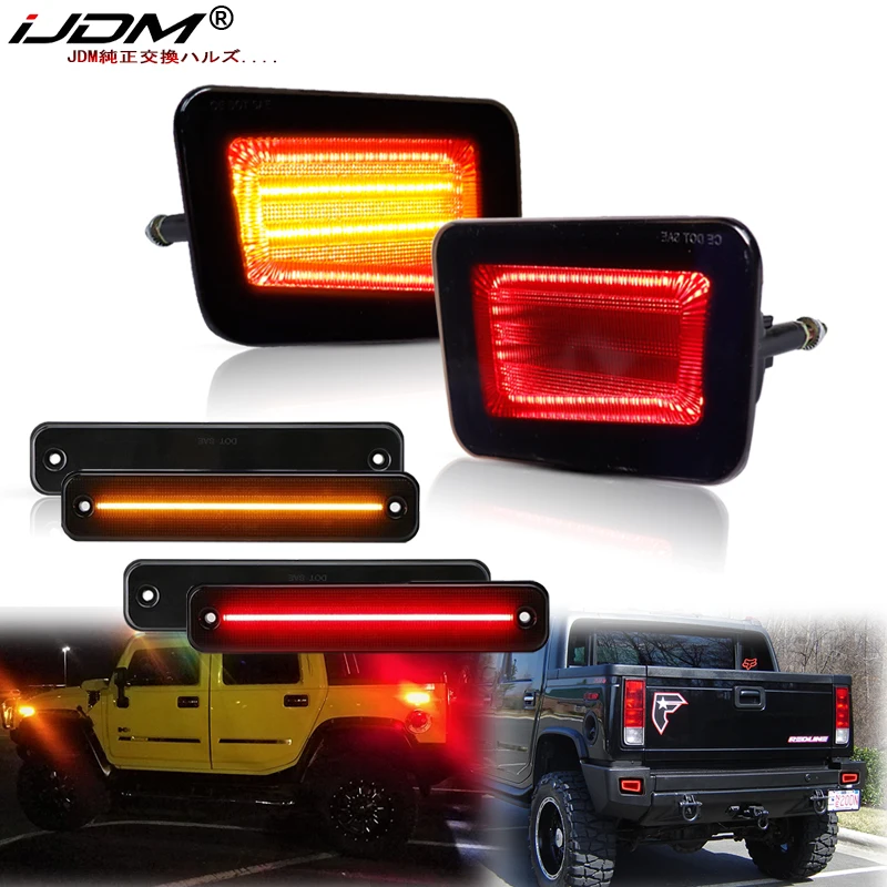 

For Hummer H2 Front and Rear LED Bumper Reflector Lights,Side Marker Light,Tail,Brake & Rear Fog Lamps,Turn Signal Lights,DRL