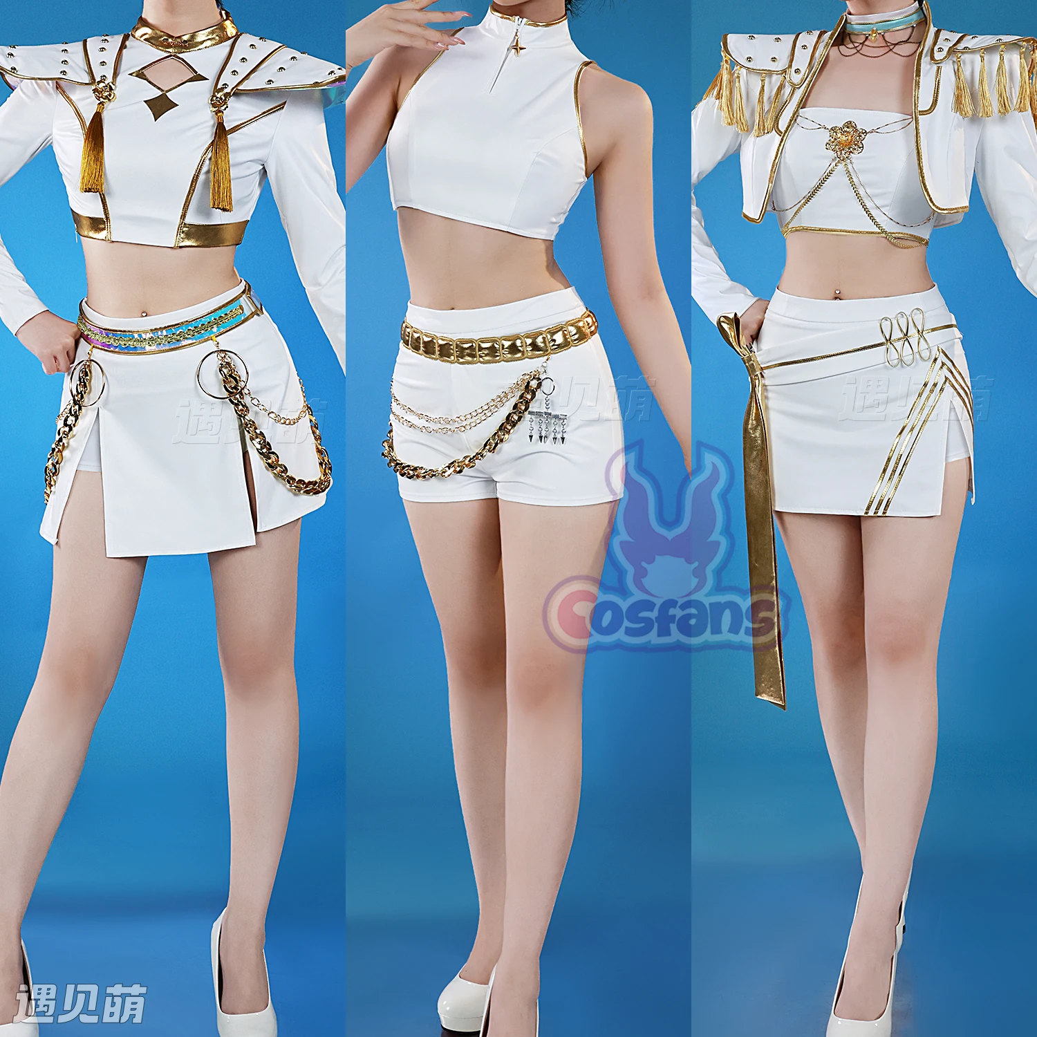 

K-Pop Охотники на демонов Зои Руми Мира Косплей Костюм Парики Белая униформа из искусственной кожи Ролевые игры Хэллоуин Карнавальные наряды для вечеринок