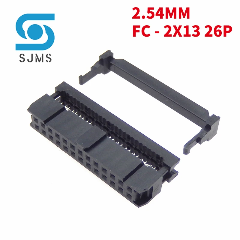 5/10PCS FC-26P IDC SOCKET Pitch 2.54MM JTAG ISP PLUG CONNECTOR DOUBLE ROW FEMALE 2x13PIN 26PIN FC 26p IDC BOX HEADER for cable