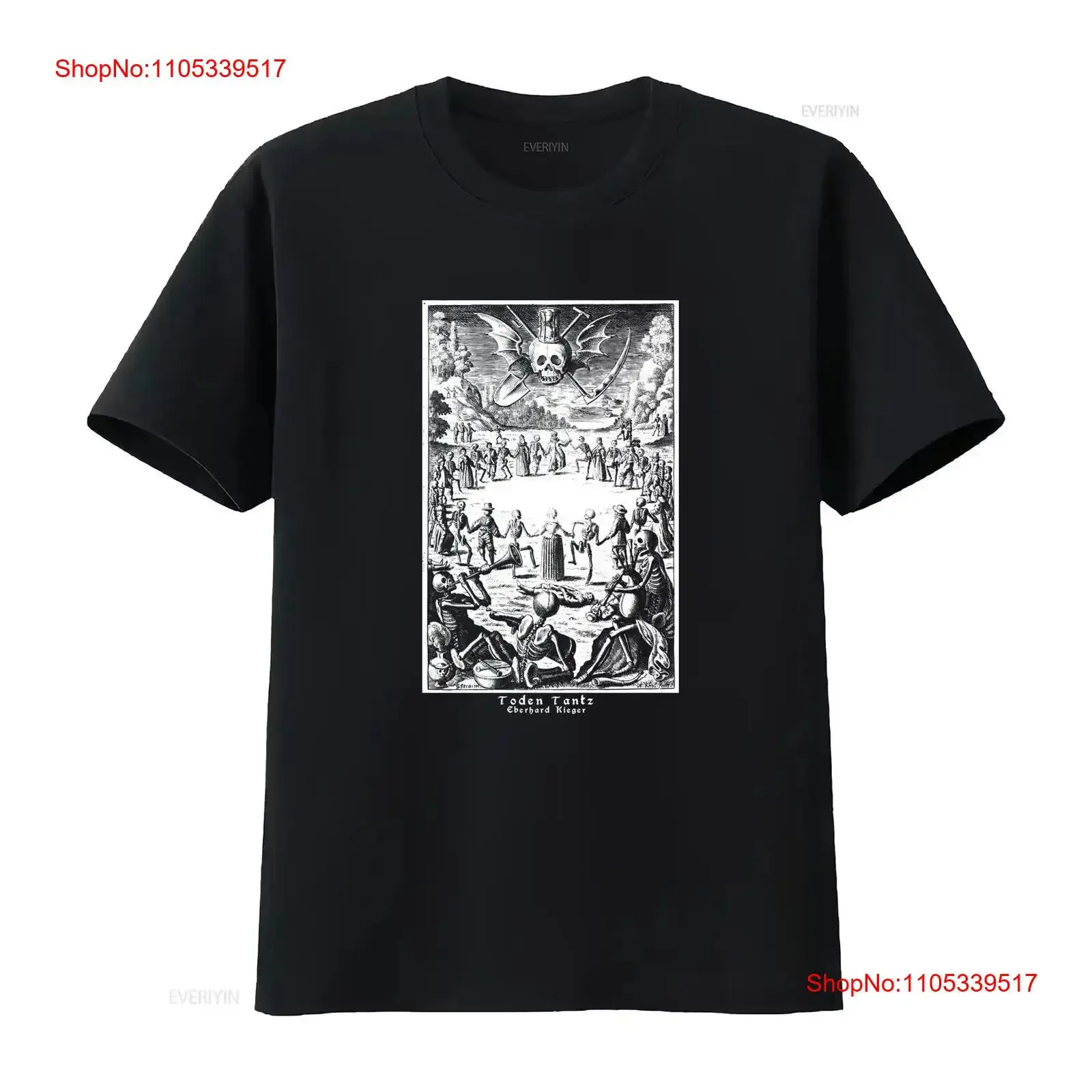 T-shirt Memento Mori Danse Macabre, Danse de la Mort, crâne et squelette occultes, style vintage, streetwear délavé, graphique doux et élégant