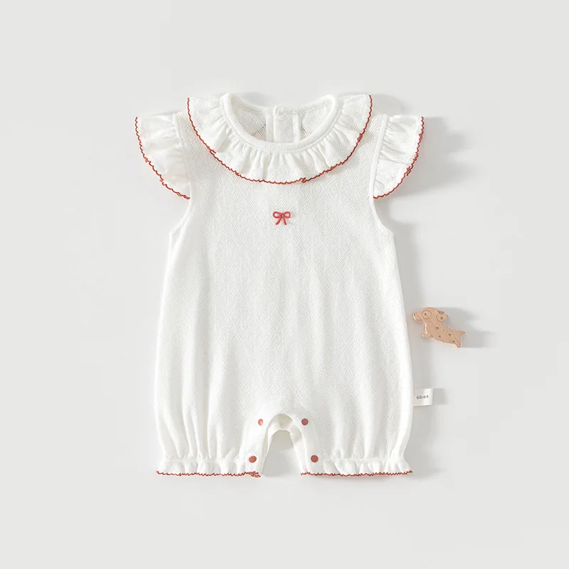 Baby summer short sleeve rompers, ultra-thin mesh pure cotton rompers for babies, children’s gown, newborn crawling suits