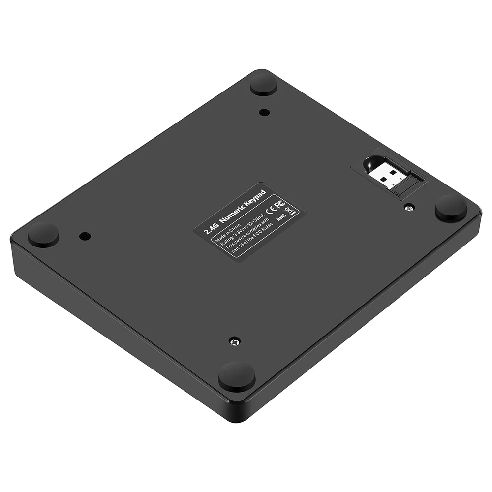 2.4G لوحة المفاتيح الرقمية اللاسلكية المحمولة 35 مفاتيح المحاسبة المالية مكتب لوحة المفاتيح المدمج في بطارية قابلة للشحن أسود Keyboad