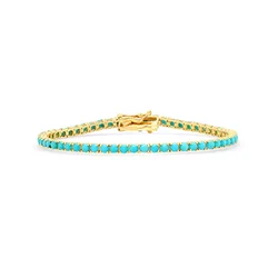 Gold Color Blue Turquoises Stone 3MM Tennis Chain Bracelet For Women Fashion Jewelry 16cm 18cm 20cm