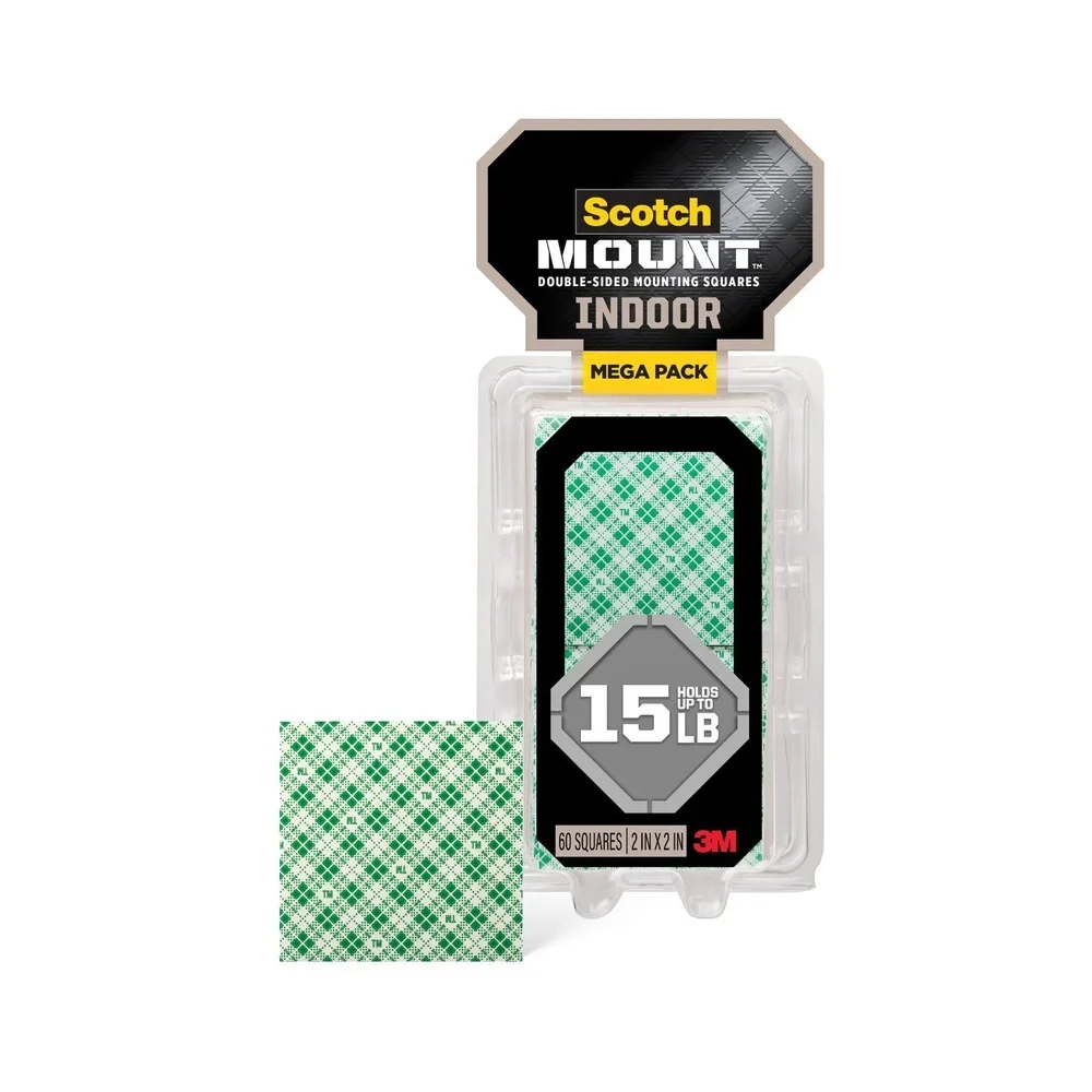 실내용 양면 테이프 정사각형 2x2인치 60매 강력 접착력 영구 접착 벽면 부착 DIY 프로젝트용