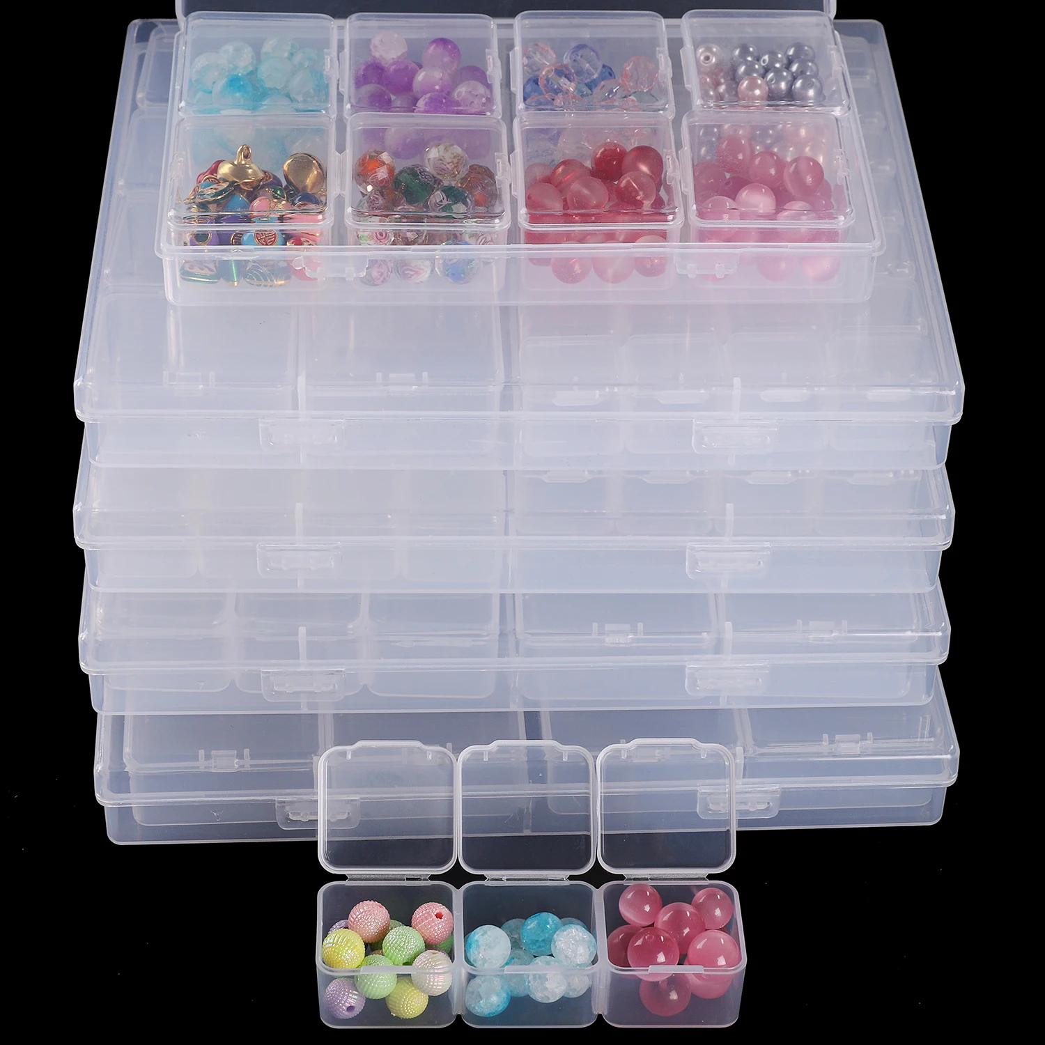 Transparent Plastic Jewelry Box Multifunctional Portable Storage Box With 14-56 Compartments, Used For Storing Earrings, Beads,