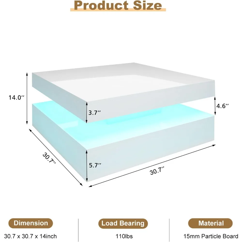 Mesa de café LED preta para sala de estar, mesas de restaurante, mesa de chá, recepção em casa, mesa de jantar, móveis pretos