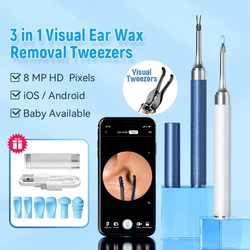 WIFI Wax Endoscope 8MP HD Earpick Smart Visual Ear Cleaner with Tweezers Powered Mini Camera Otoscope Personal Health Care Tool