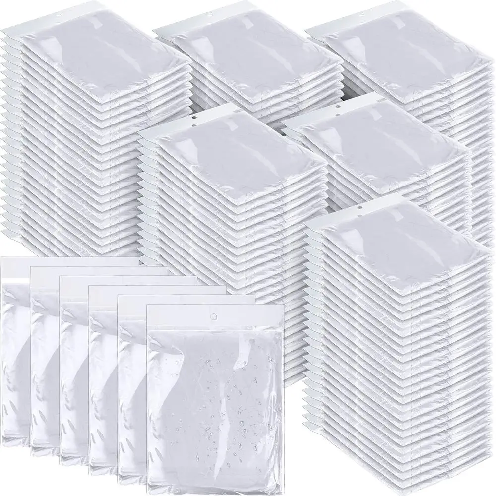 

100 Pack Disposable Plastic Rain Ponchos with Hood - Bulk Adult Raincoats for Men & Women