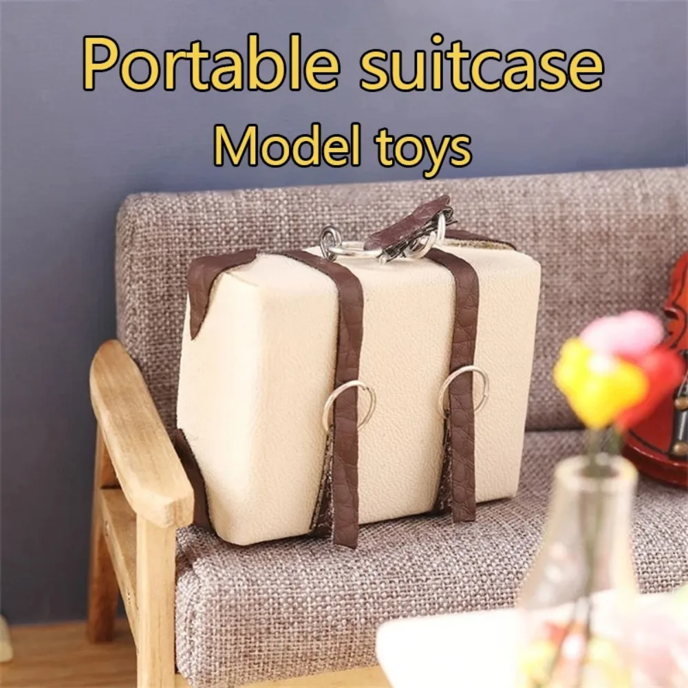 

Dollhouse Furniture Doll Leather Luggage Suitcase Model Leather Dollhouse Mini Suitcase Miniature Portable