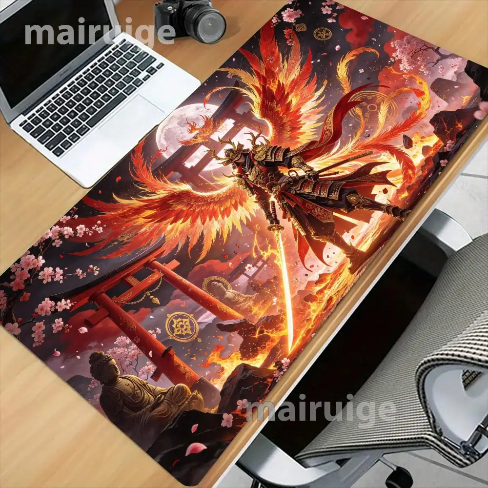 Phoenix Samurai Play Mat Smooth Cloth Surface Thick Rubber Precision Tracking For Home Gaming Desk Decor