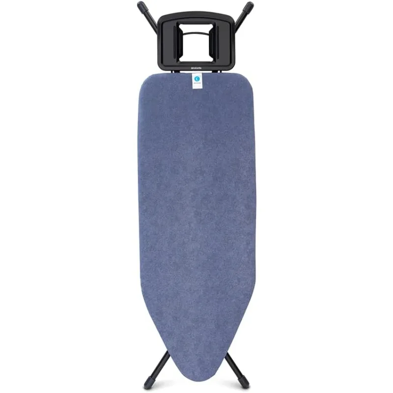 Size C Ironing Board (49x18 in) 7 Height Options, Solid Steam Iron Rest Holder (Denim Blue) Non-Slip Feet, Anti-Collap