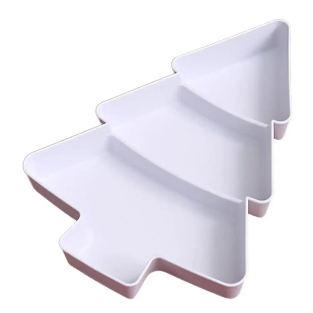 Decoración de mesa con forma de árbol de Navidad, plato de frutas secas con forma de nueces, plato de fruta de plástico creativo, caja de aperitivos perezosa portátil dividida, postre