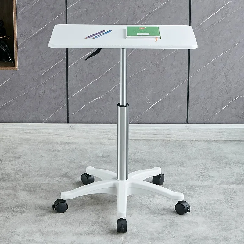 Height Adjustable Computer Desk with Wheels Portable Bedside Table Leisure Reception Desk Minimalist Balcony Round Dining Table