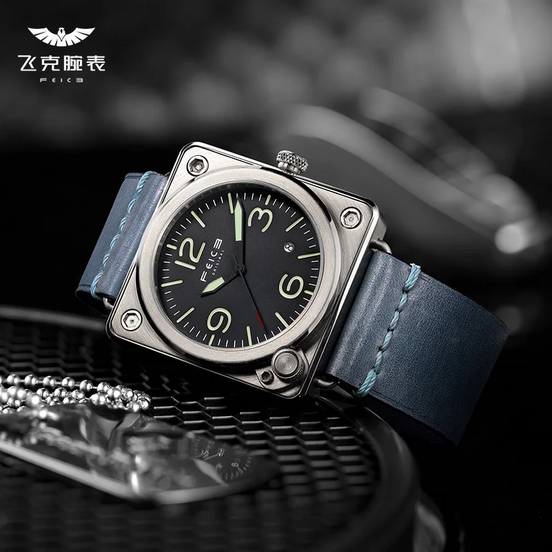 FEICE Men\'s Square Automatic Watch Waterproof Mechanical Wrist Watches Luminous Analog High Quality Watch for Men -FM508