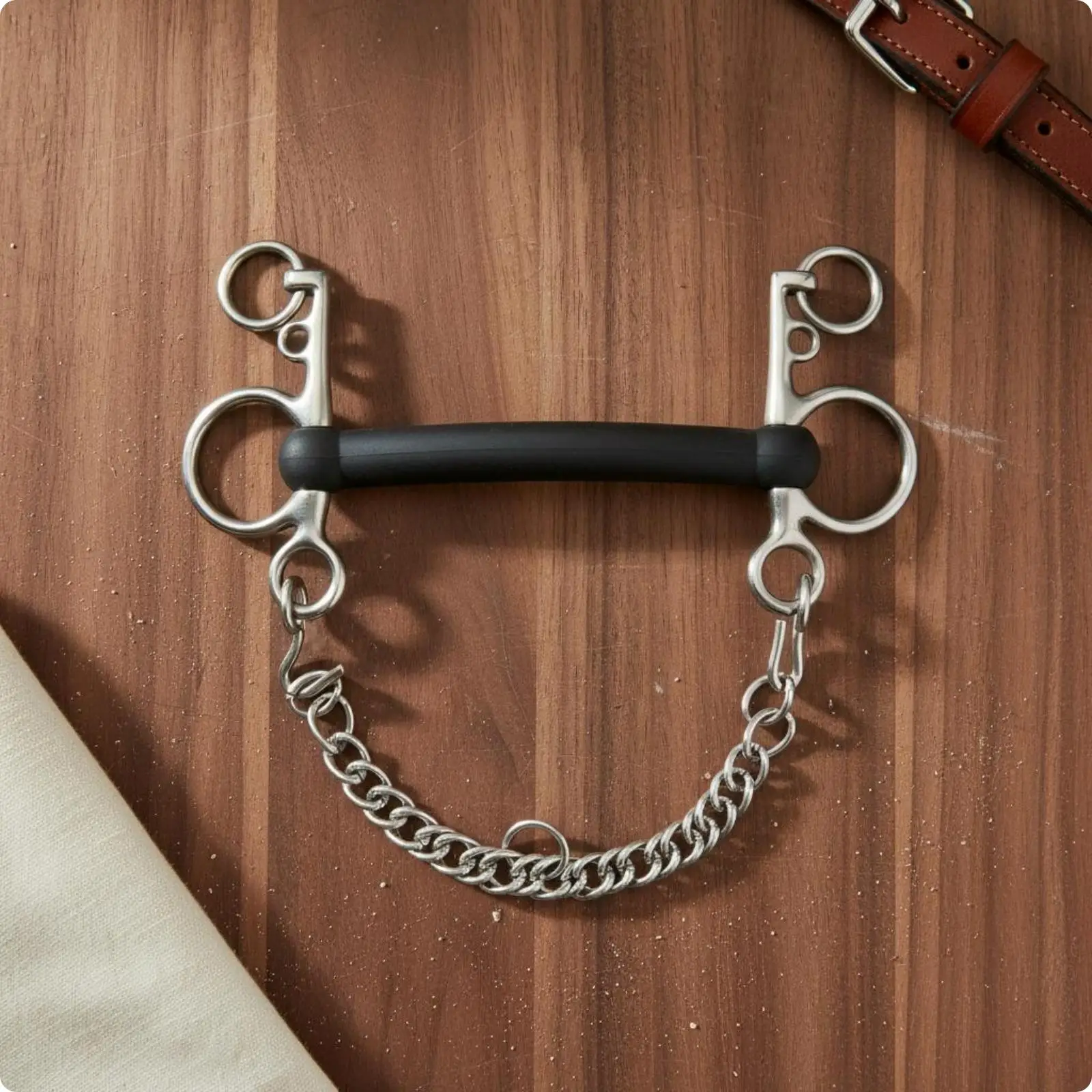mors-de-cheval-pelham-compact-135-mm-avec-barre-buccale-en-caoutchouc-et-quincaillerie-en-acier-inoxydable-–-Equipement-equestre-pour-l'equitation-et-les-lecons