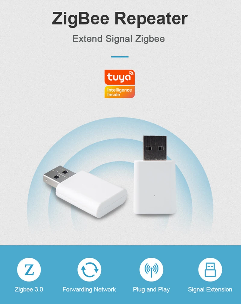 Répéteur de signal Tuya Zigequation, extension USB pour capteurs Zigbee, passerelle compatible Zigequation via l'application Smart Life, extension de 20 à 30m