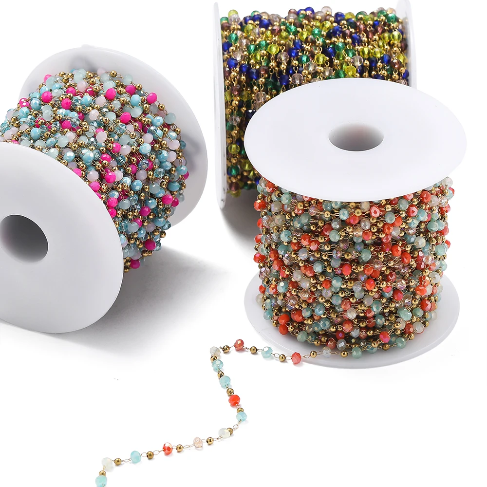 Rantai Baja Tahan Karat 1Meter - Crystal Bead Mix ulasan dan harga