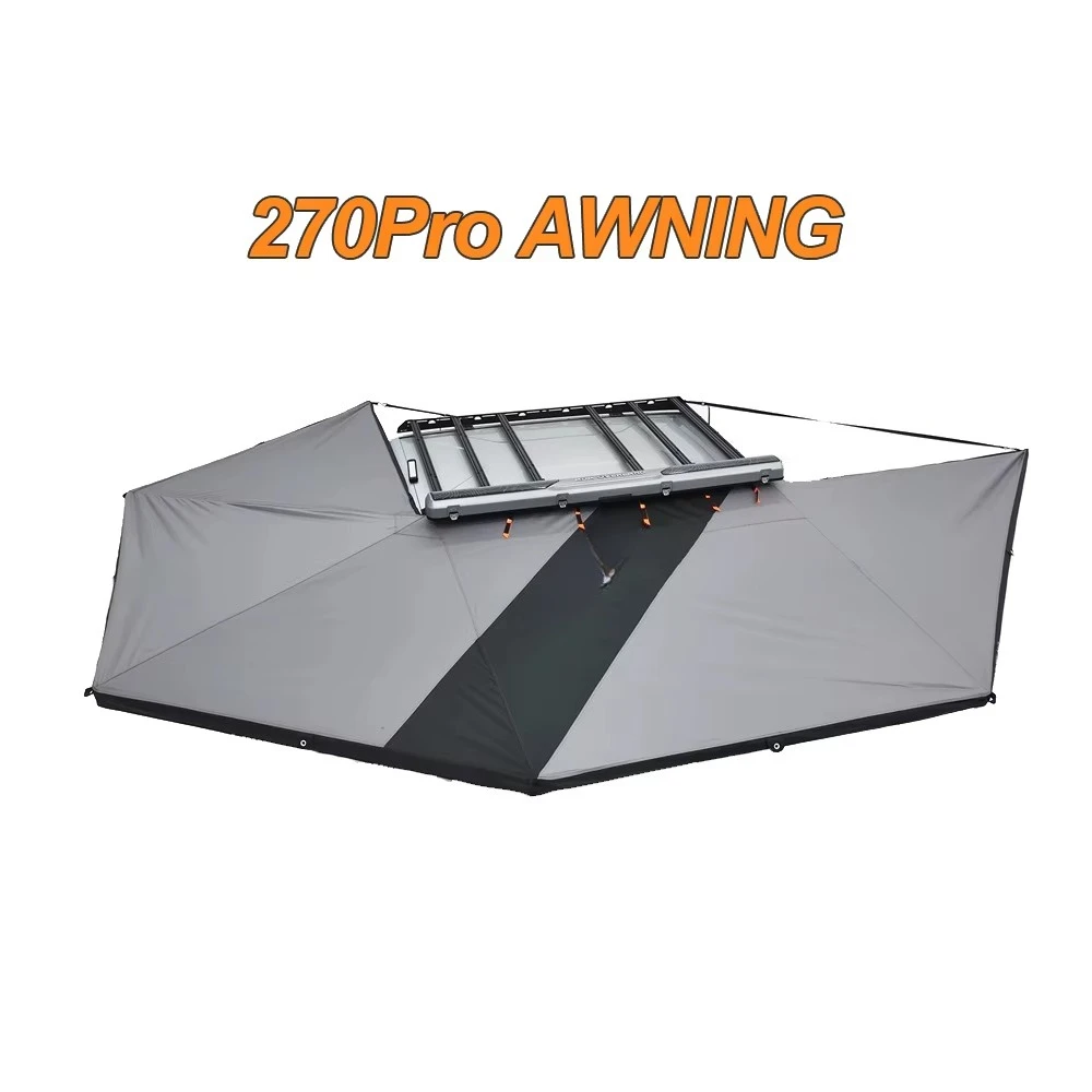 4x4 awning 270 degree camping SUV roof side awning, hard shell tent 270 degree awning with wall
