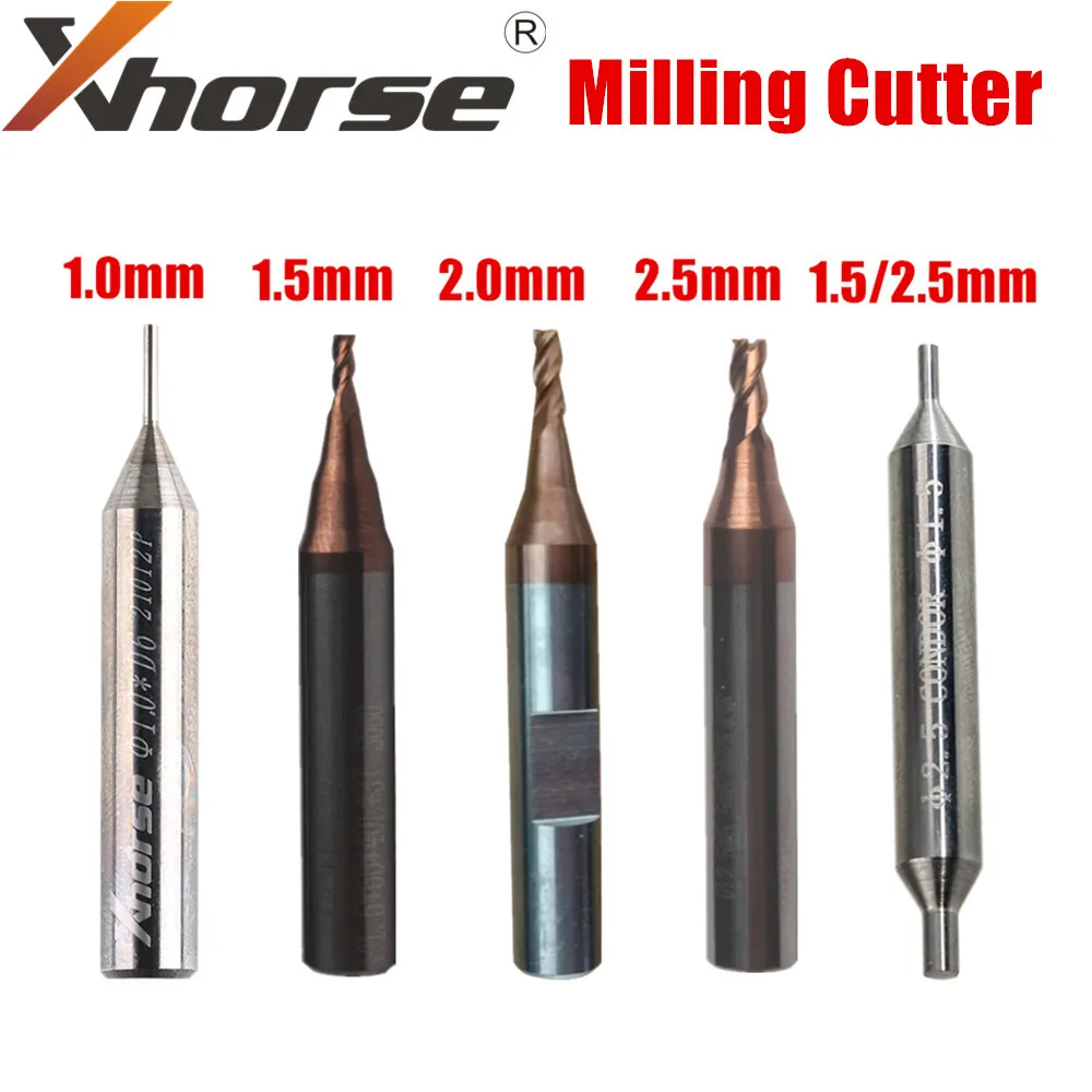 1.0mm 1.5mm 2.0mm 2.5mm1.5/2.5mm Milling Cutter for Xhorse CONDOR XC-MINI,Dolphin XP005 XP007 Key Cutting Machine 5PCS/Lot