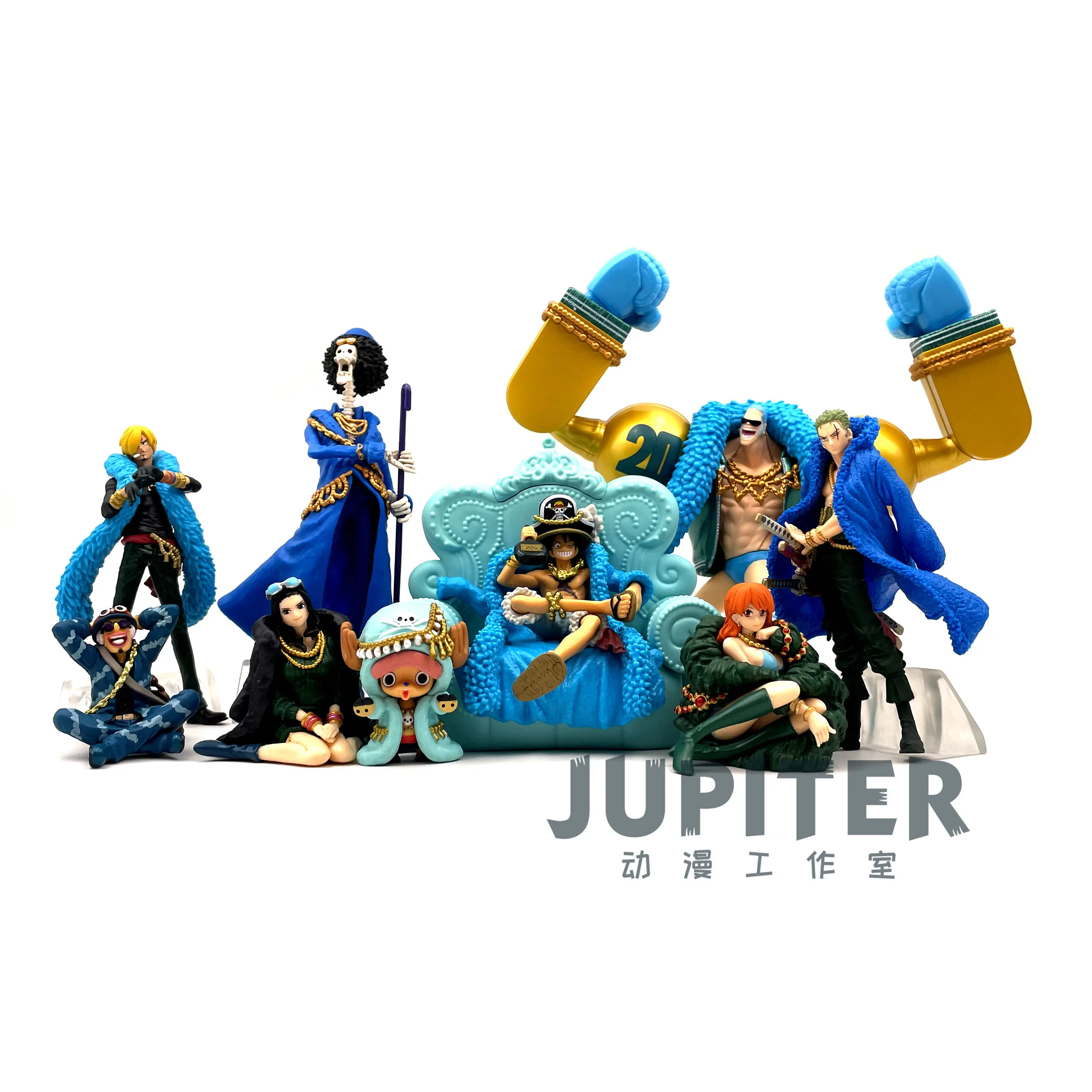 

Bandai TAMASHII BOX One Piece Box Egg 20th Anniversary Blue Straw Hat Group of 9 People Can Move Shape Hand Desk Decoration