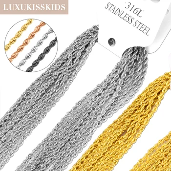 LUXUKISSKIDS Groothandel Bulk Touw Kettingen Gothic Rvs Twist Kpop Ketting 18 K Plated Items 10 stks/partijen DIY Accessoires