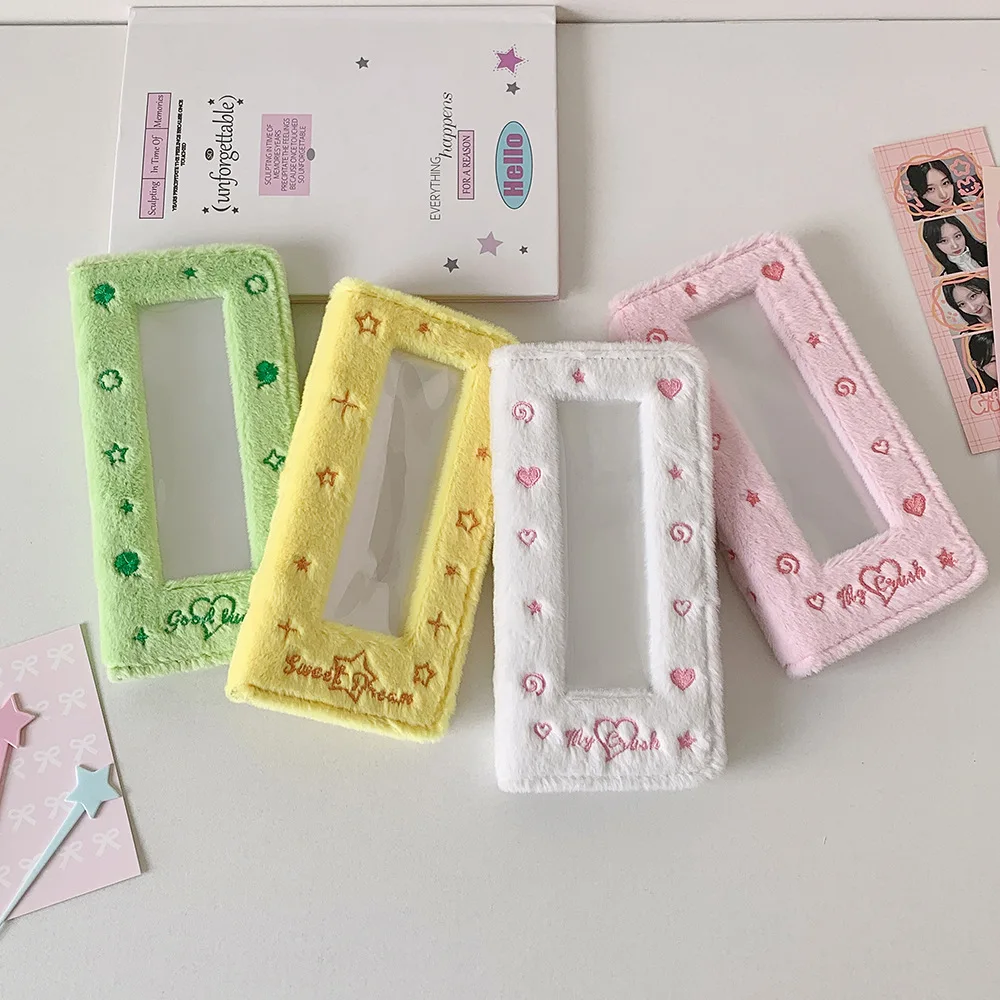 Korean Plush Star Photo Card Album 4 Grid Pocket Book for Girls Student Polaroid Collection