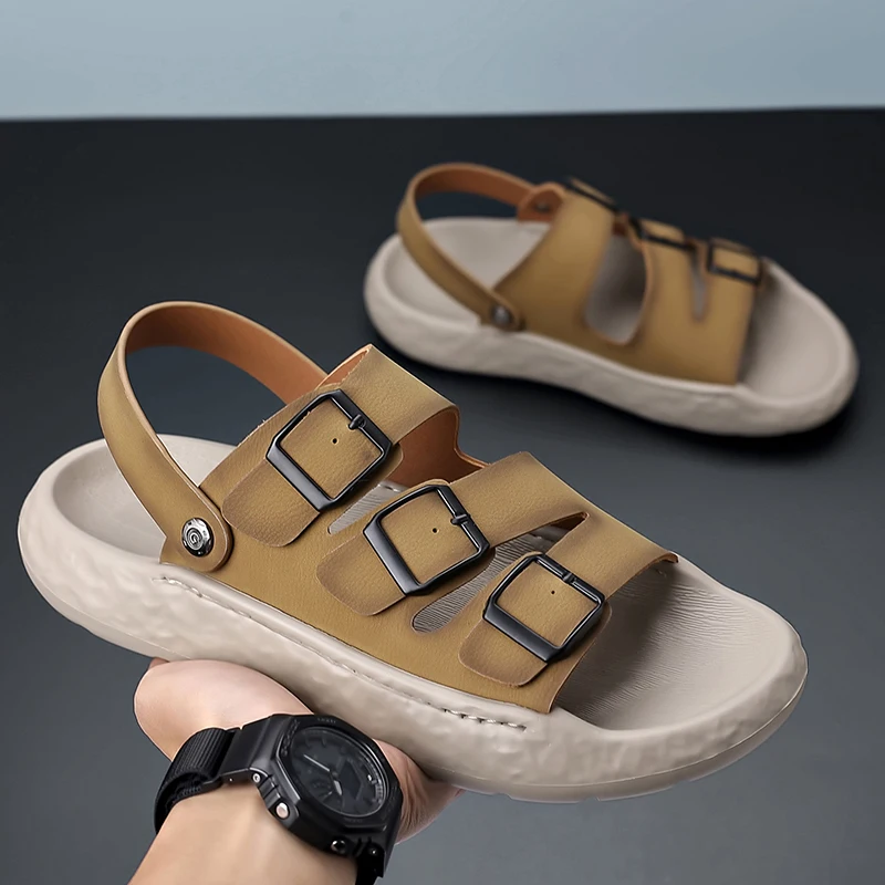 

Модные и стильные тапочки и сандалии ручной работы на толстой подошве, удобные, новые, летние, для отдыха на природе, нескользящие, пляжная обувь