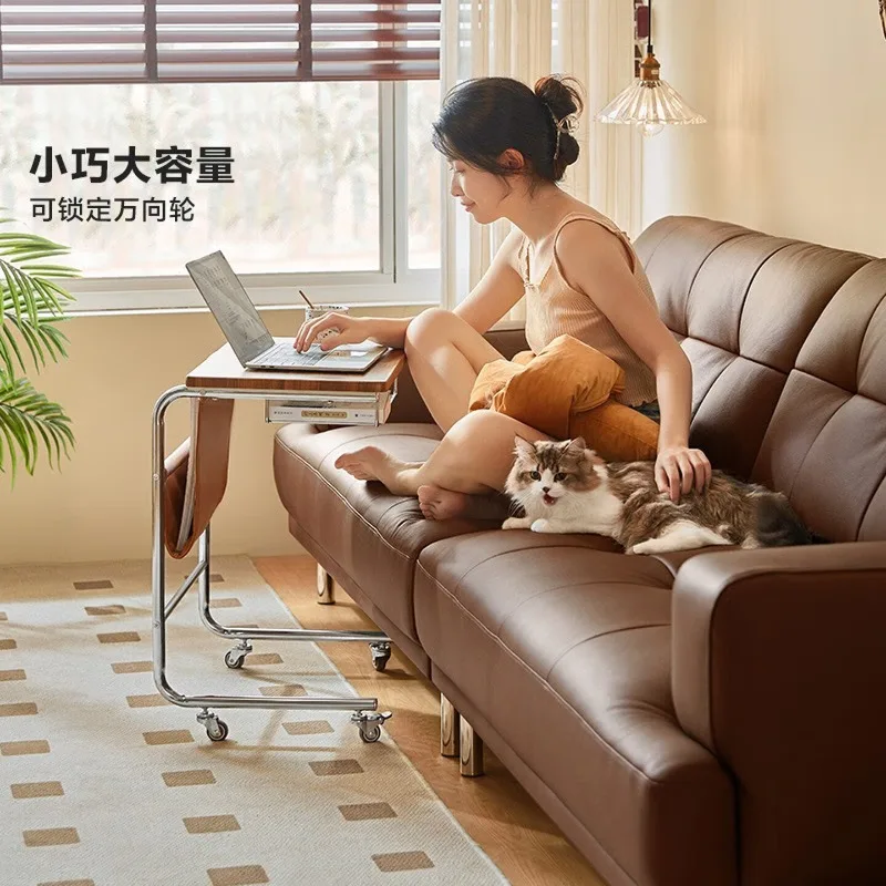 Rectangle bedroom household writing table, movable table by the bed